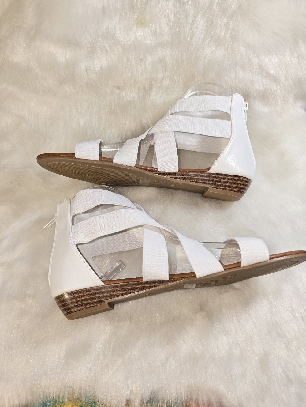 Dream Pairs Women's White Strappy Elastic Gladiator Sandals